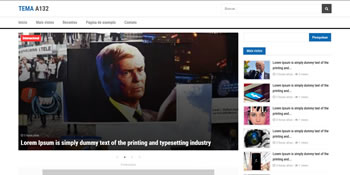 Tema wordpress A132 para portal de noticias com destaques, widgets na lateral e rodapé, contato e destaque